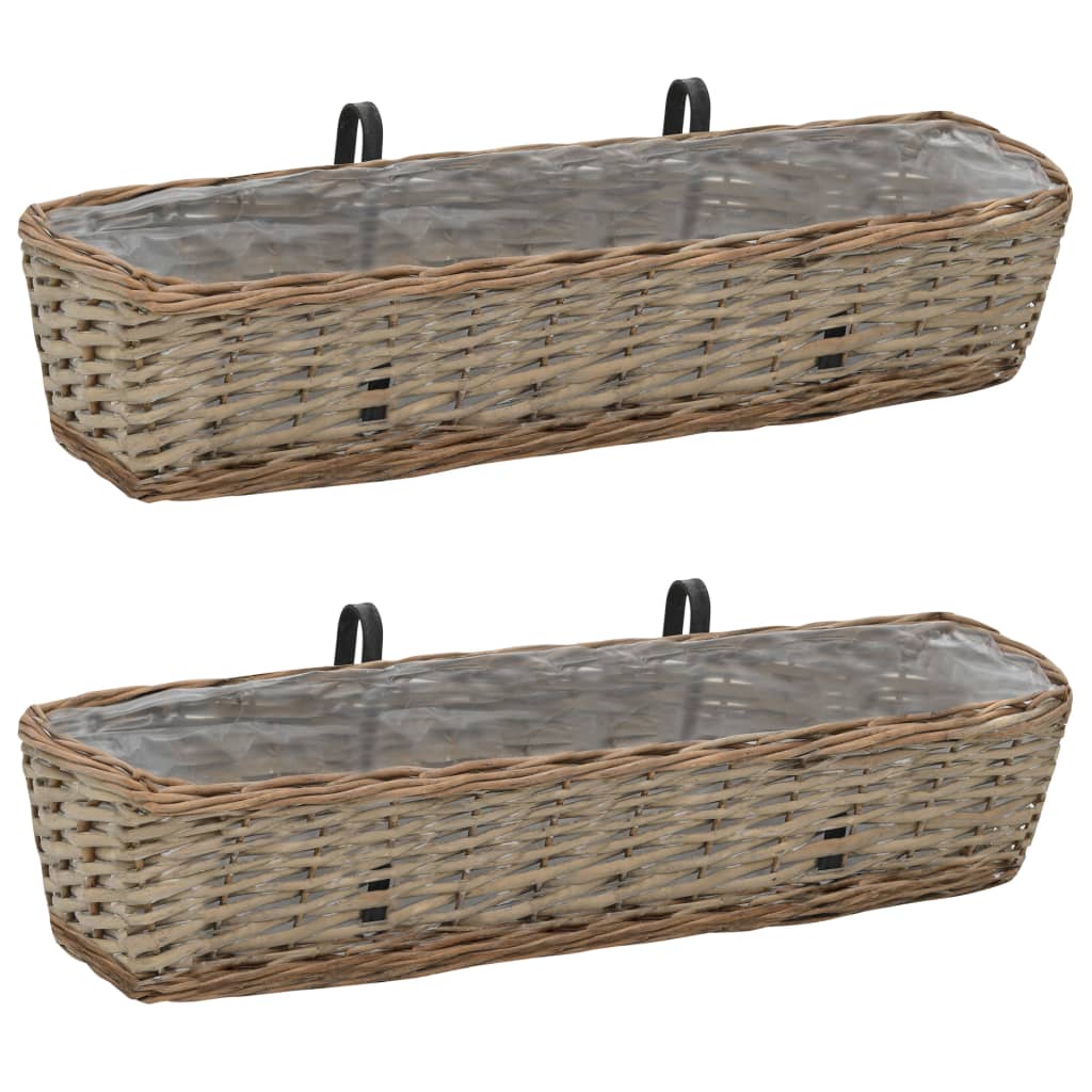 vidaXL Balkonbakken 2 st 40 cm wicker met PE-voering