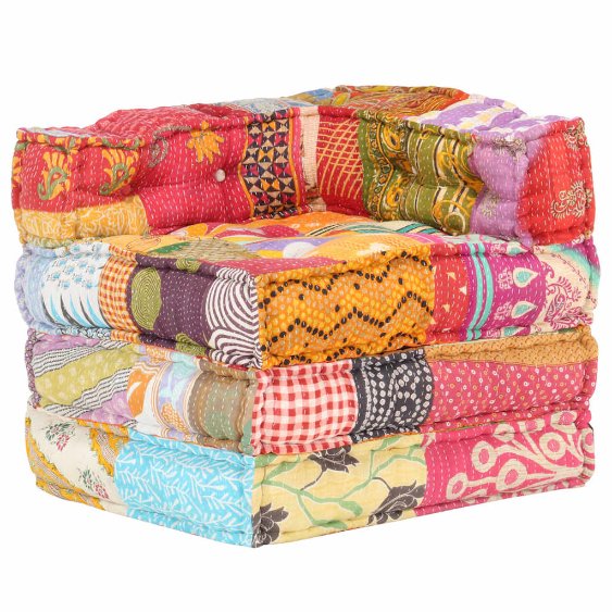 vidaXL Two-Seater Modular Patchwork Fabric Pouf
