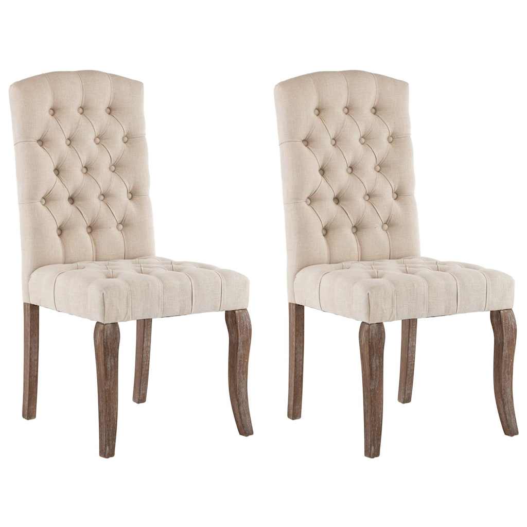 vidaXL Eetkamerstoelen 2 st linnen-look stof beige