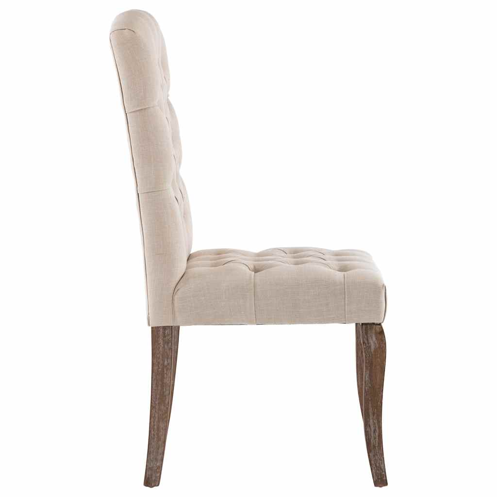 vidaXL Eetkamerstoelen 2 st linnen-look stof beige