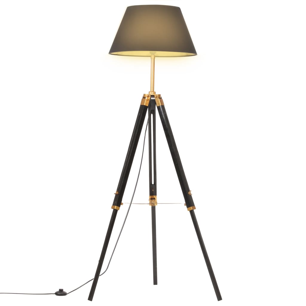 vidaXL Tripod Floor Lamp 141 cm Solid Teak Honey Brown and White