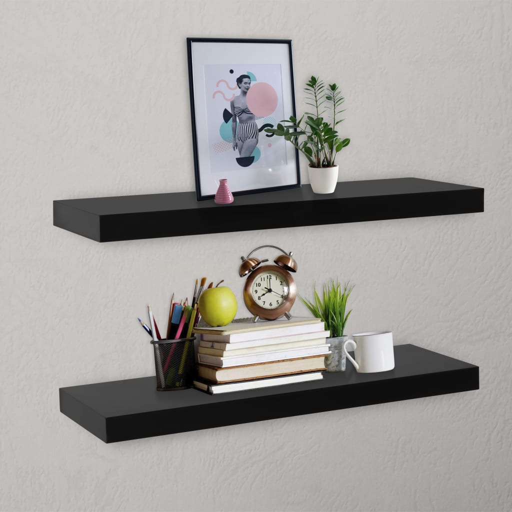 vidaXL Wandplanken zwevend 2 st 40x20x3,8 cm zwart