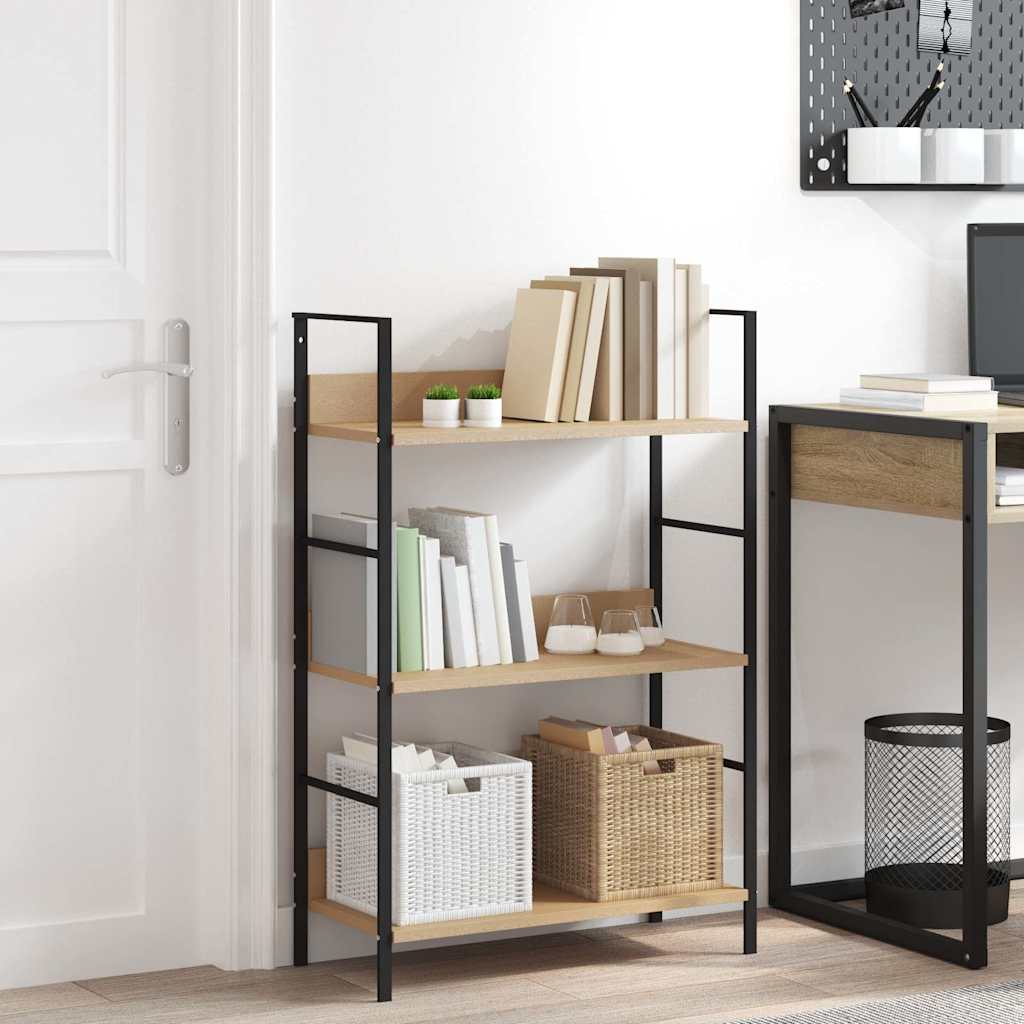 vidaXL Boekenkast met 3 schappen 60x27,6x90,5 cm bewerkt hout zwart