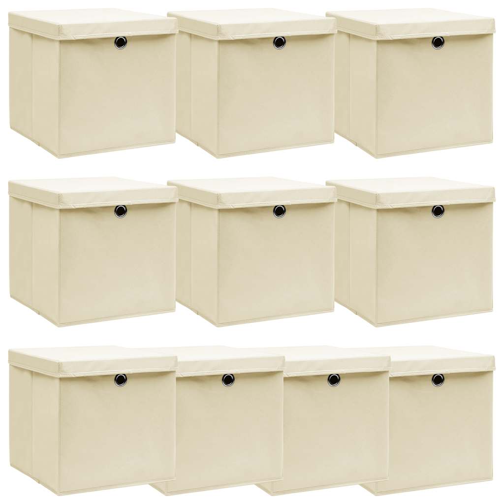 vidaXL Storage Boxes with Lid 4 pcs 32x32x32 cm Fabric Black