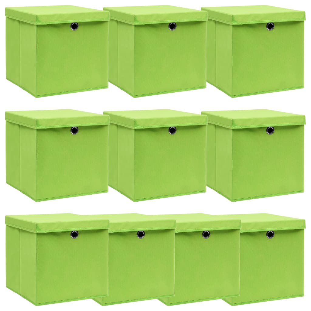 vidaXL Storage Boxes with Lid 4 pcs 32x32x32 cm Fabric Black