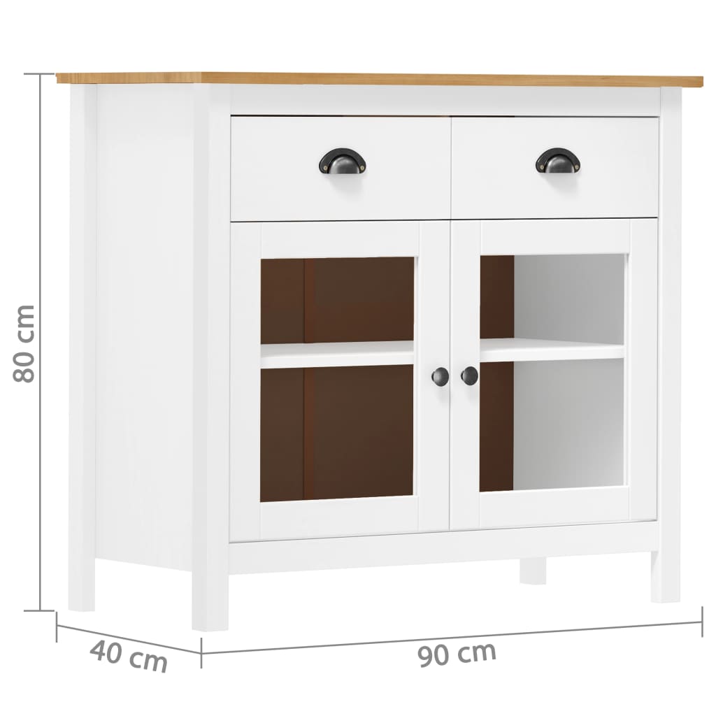 vidaXL Sideboard Hill Range 90x40x80 cm Solid Pine Wood Grey