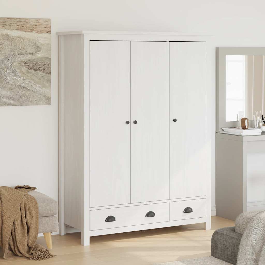 vidaXL Kledingkast Hill 3 deuren 127x50x170 cm massief grenenhout