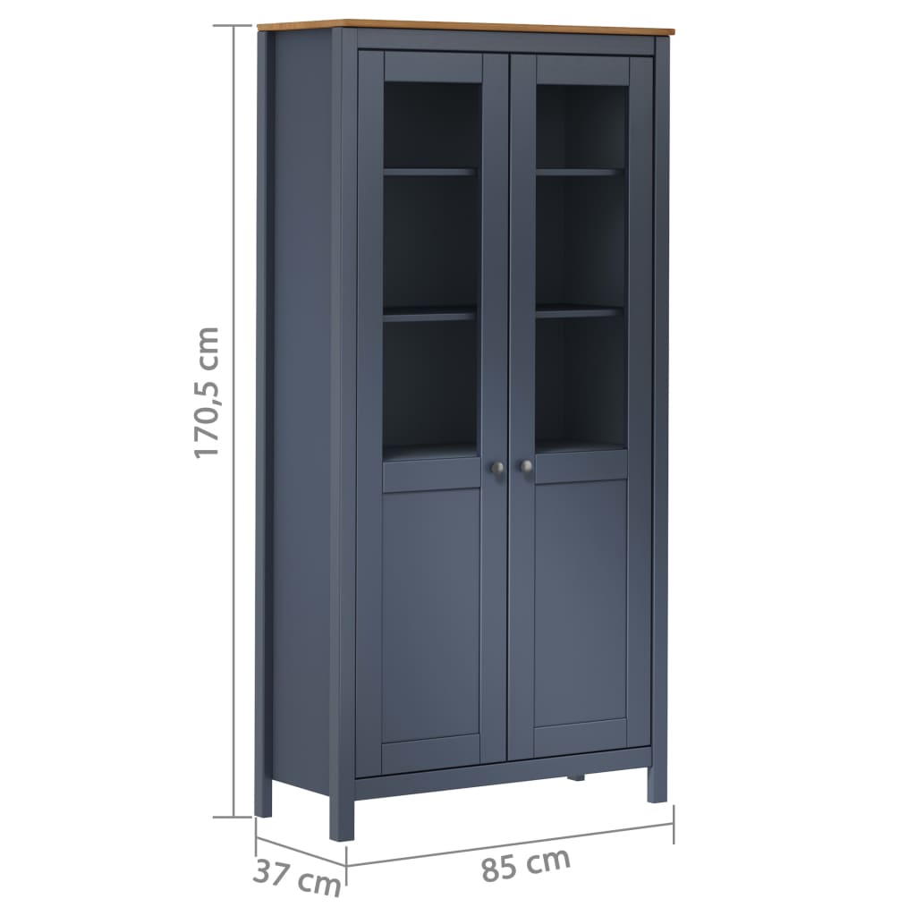 vidaXL Hoge kast Hill 85x37x170,5 cm massief grenenhout grijs