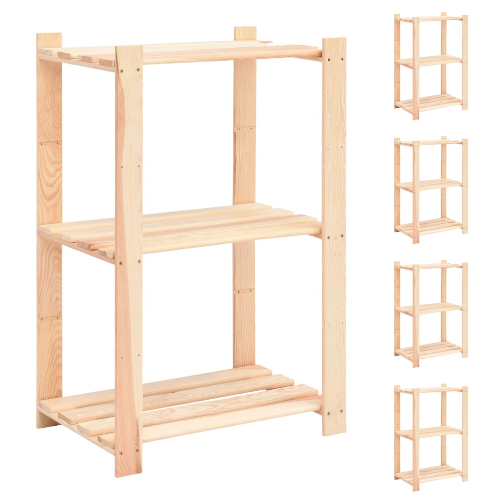 vidaXL Opbergrek 3-laags 60x38x90 cm massief grenenhout 150 kg