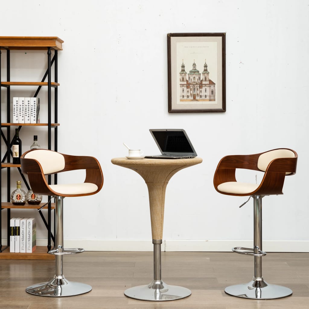 vidaXL Bar Stool Bent Wood and Faux Leather