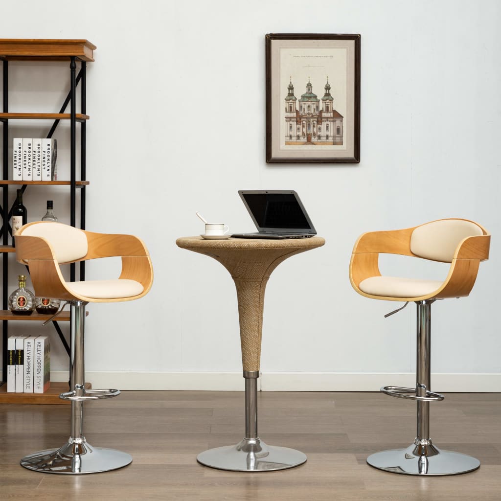 vidaXL Bar Stool Bent Wood and Faux Leather