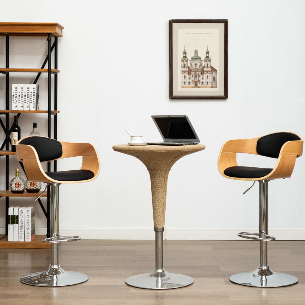 vidaXL Bar Stool Bent Wood and Faux Leather