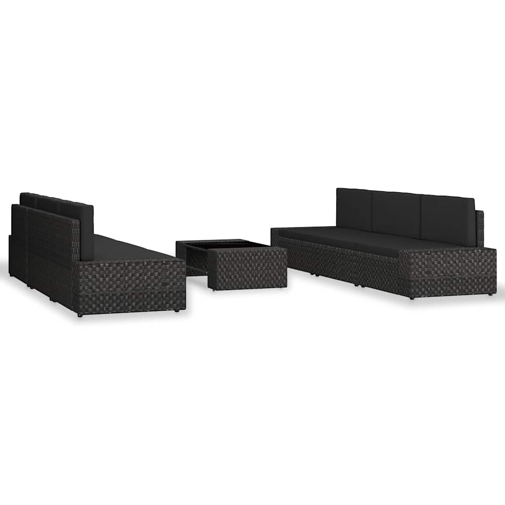 vidaXL 7-delige Loungeset poly rattan zwart