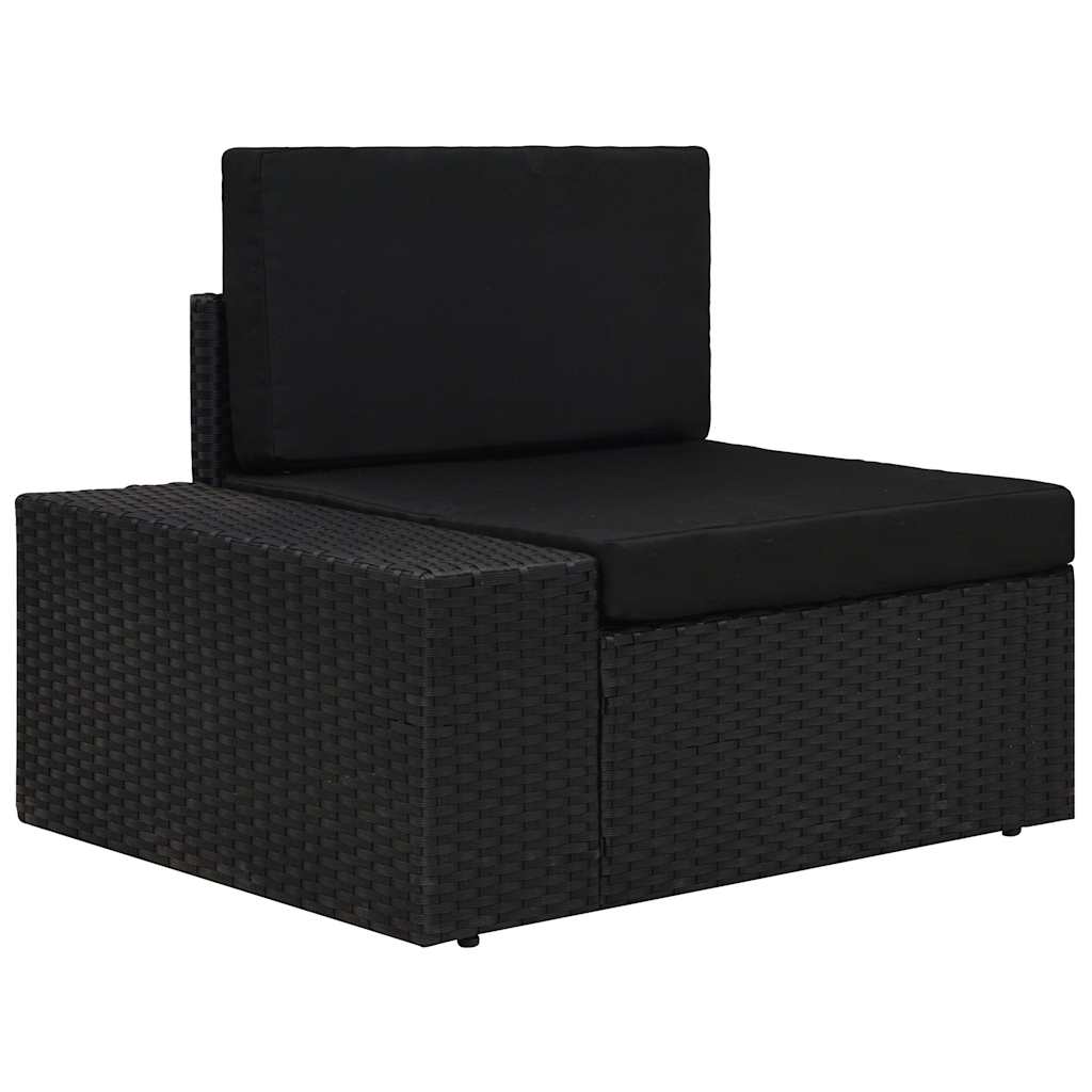 vidaXL 4-Piece Poly Rattan Lounge Set Black