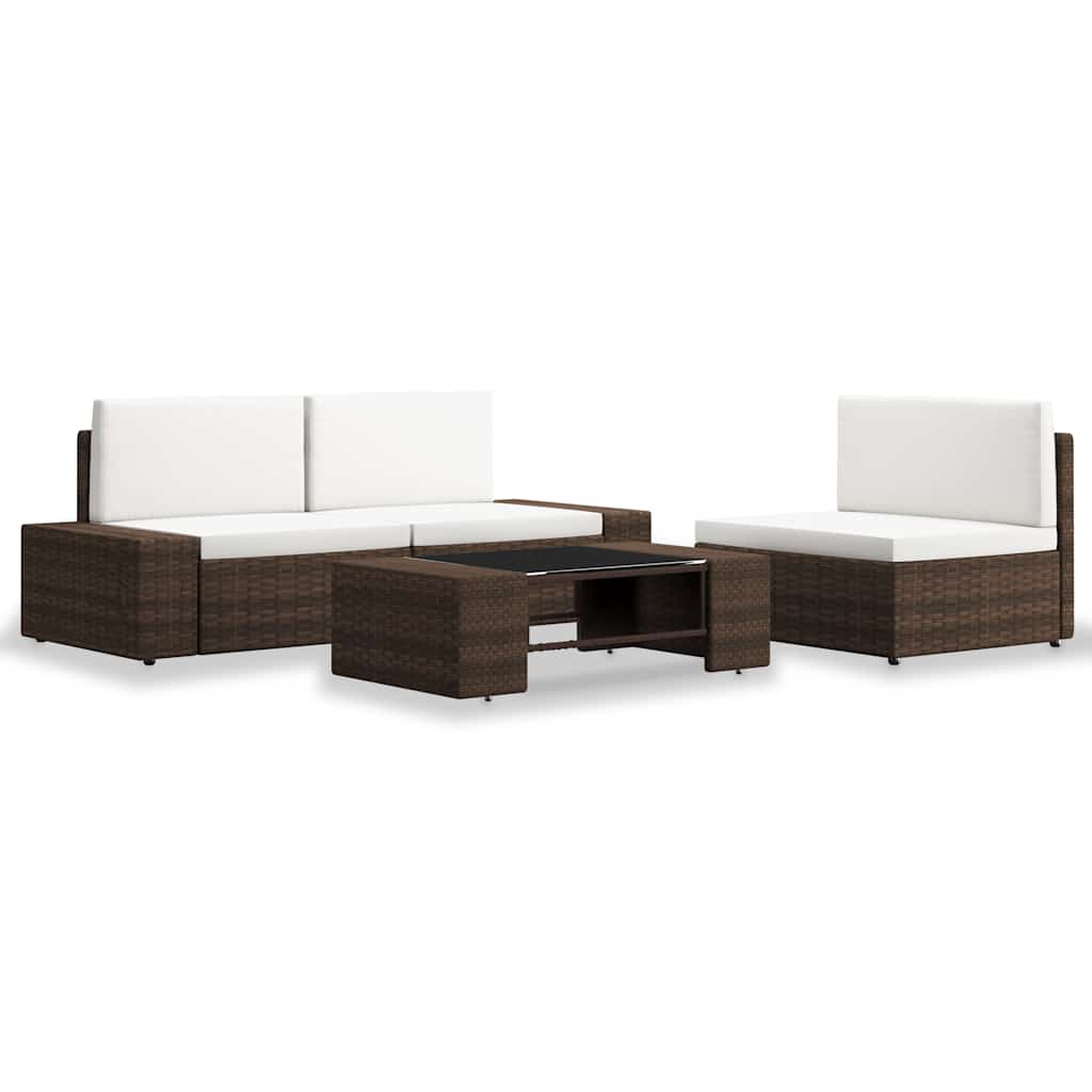 vidaXL 4-Piece Poly Rattan Lounge Set Black