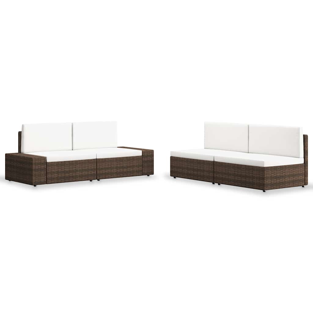 vidaXL 4-Piece Poly Rattan Lounge Set Black
