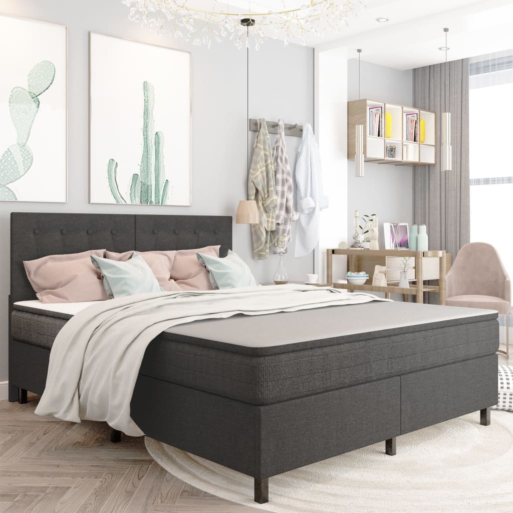 vidaXL Boxspring en bois gris 140x200 cm