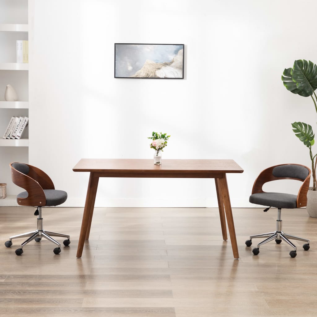 vidaXL Kantoorstoel draaibaar gebogen hout en kunstleer crème
