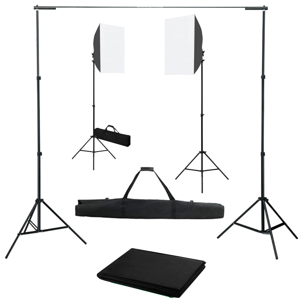 vidaXL Fotostudioset met softboxlampen en achtergrond