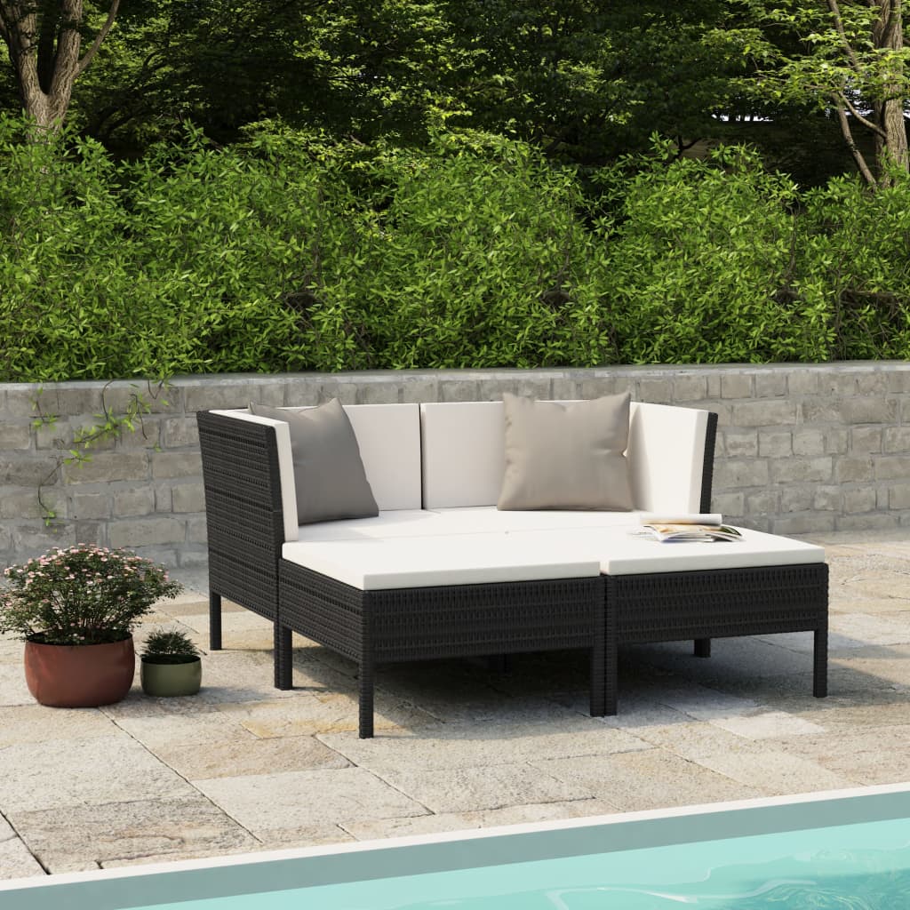 vidaXL 6-delige Loungeset met kussens poly rattan bruin