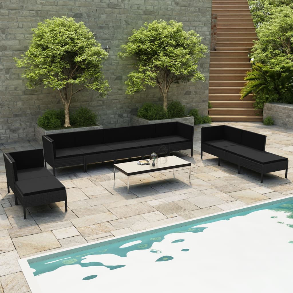 vidaXL 6-delige Loungeset met kussens poly rattan bruin