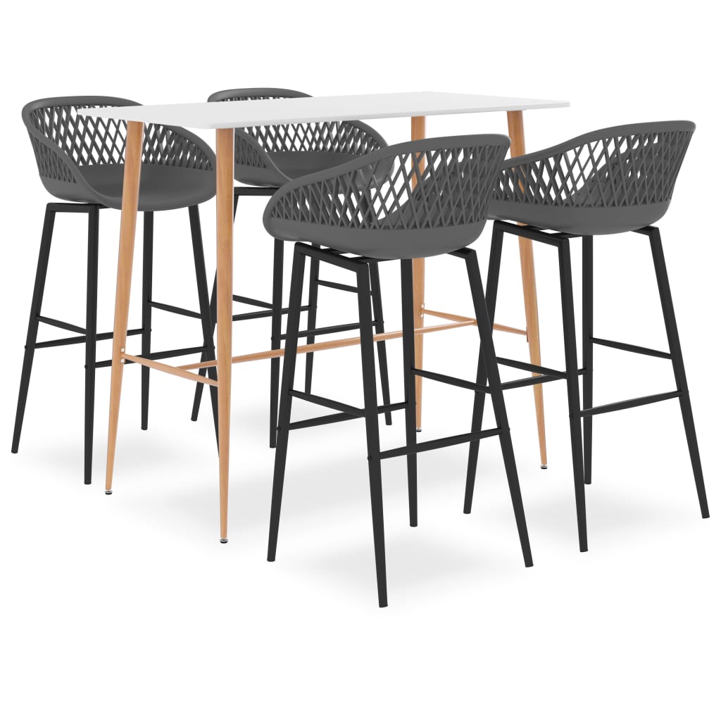 vidaXL 5-delige Barset wit en zwart