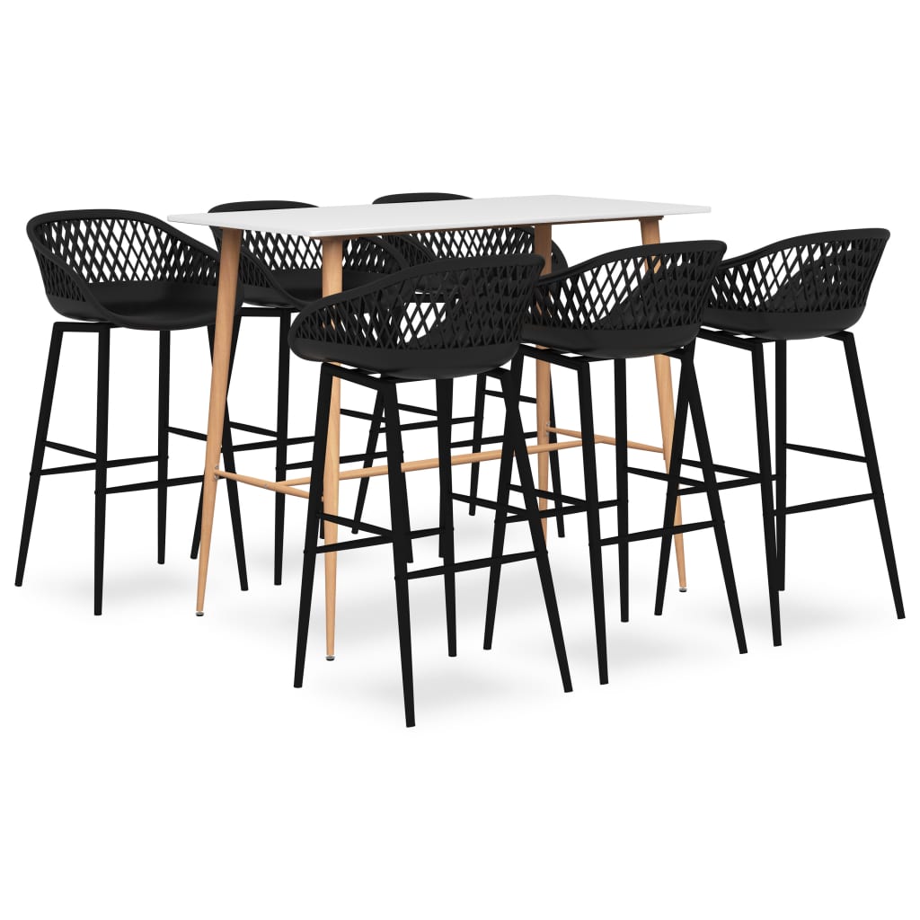 vidaXL 5-delige Barset wit en zwart