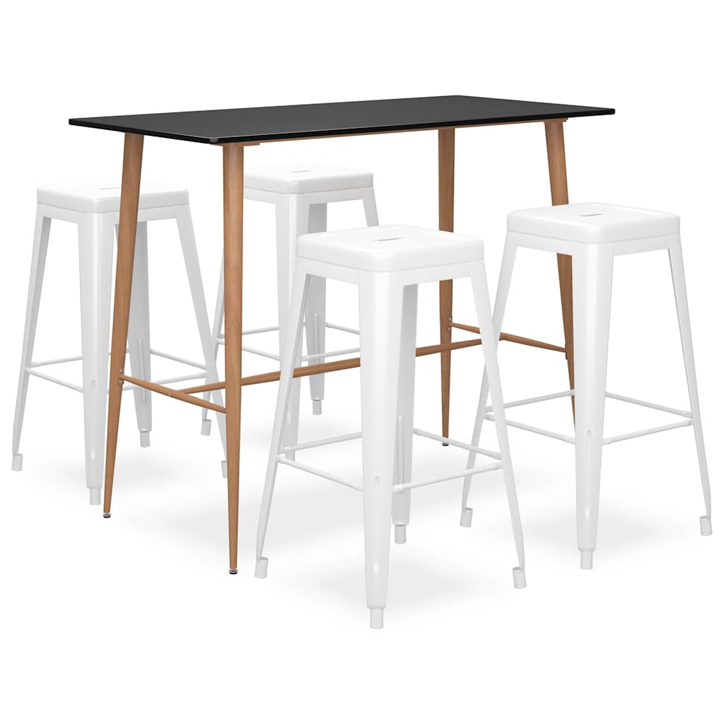 vidaXL 5-delige Barset wit en zwart