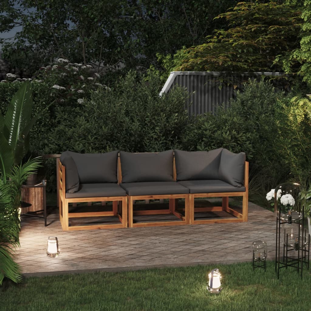 vidaXL 4-Piece Lounge Set with Cushions Solid Acacia Wood