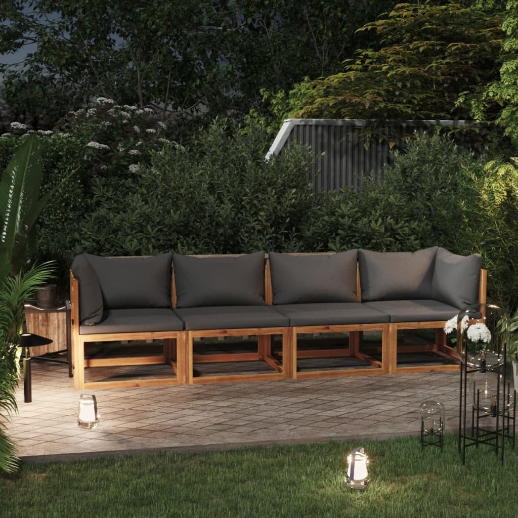 vidaXL 4-Piece Lounge Set with Cushions Solid Acacia Wood