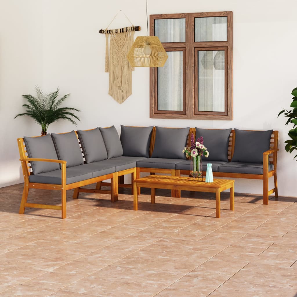 vidaXL 4-Piece Lounge Set with Cushions Solid Acacia Wood Cream