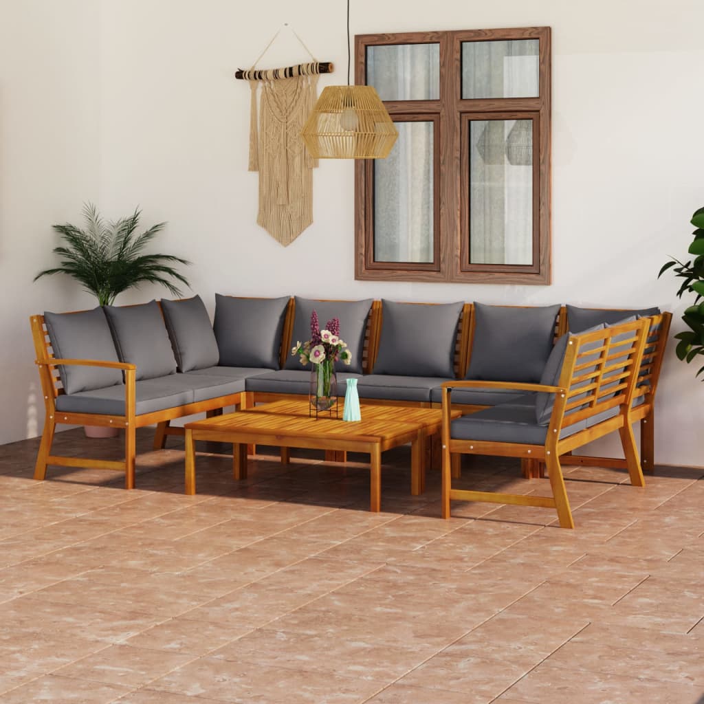 vidaXL 4-Piece Lounge Set with Cushions Solid Acacia Wood Cream