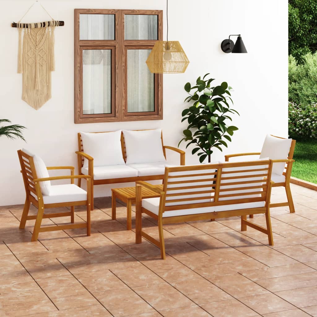 vidaXL 5-piece Lounge Set with Cushions Solid Acacia Wood Grey