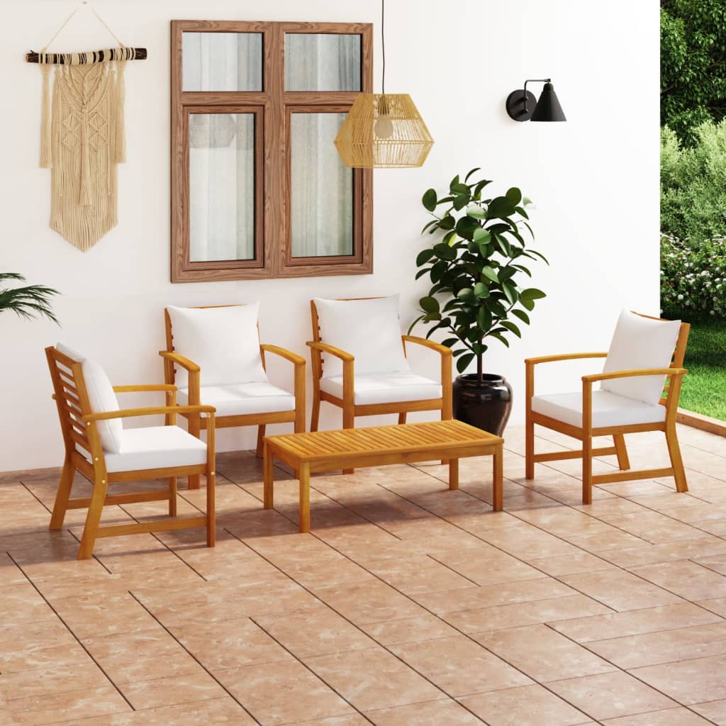 vidaXL 5-piece Lounge Set with Cushions Solid Acacia Wood Grey