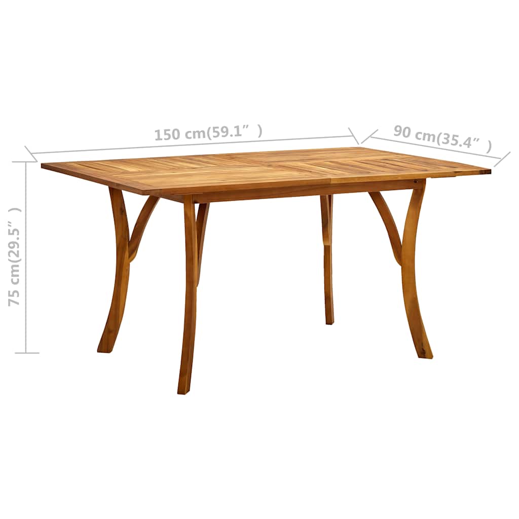 vidaXL 7-delige tuinset 150x90 cm massief acaciahout