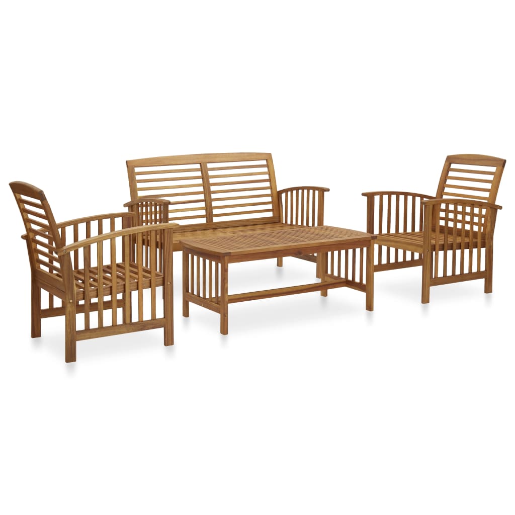 vidaXL 4-Piece Solid Acacia Wood Lounge Set