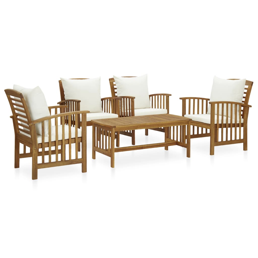 vidaXL 4-Piece Solid Acacia Wood Lounge Set