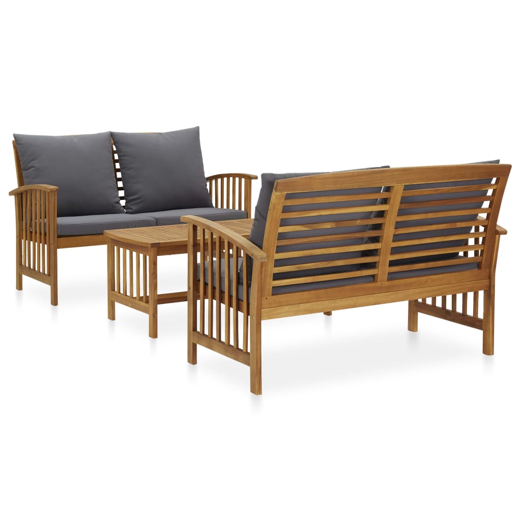 vidaXL 4-Piece Solid Acacia Wood Lounge Set