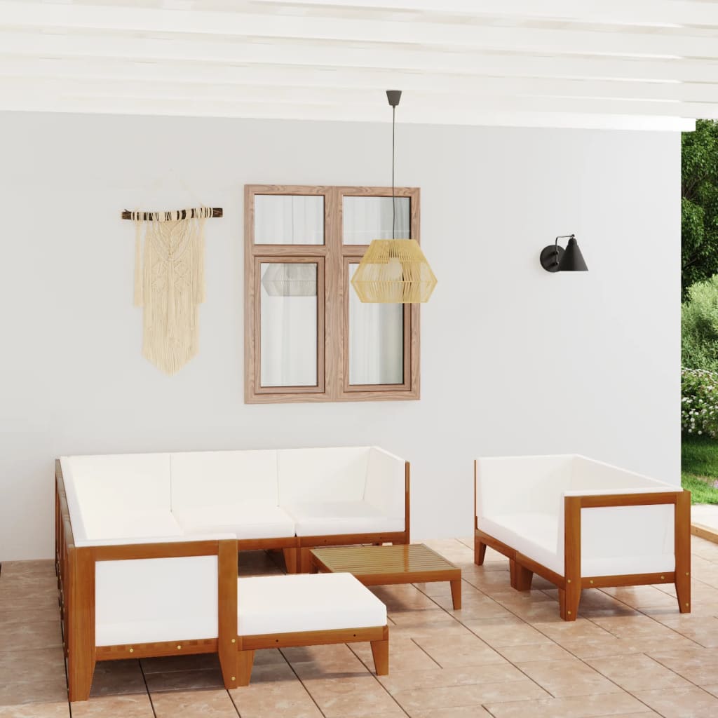 vidaXL 7-Piece Lounge Set with Cushions Solid Acacia Wood