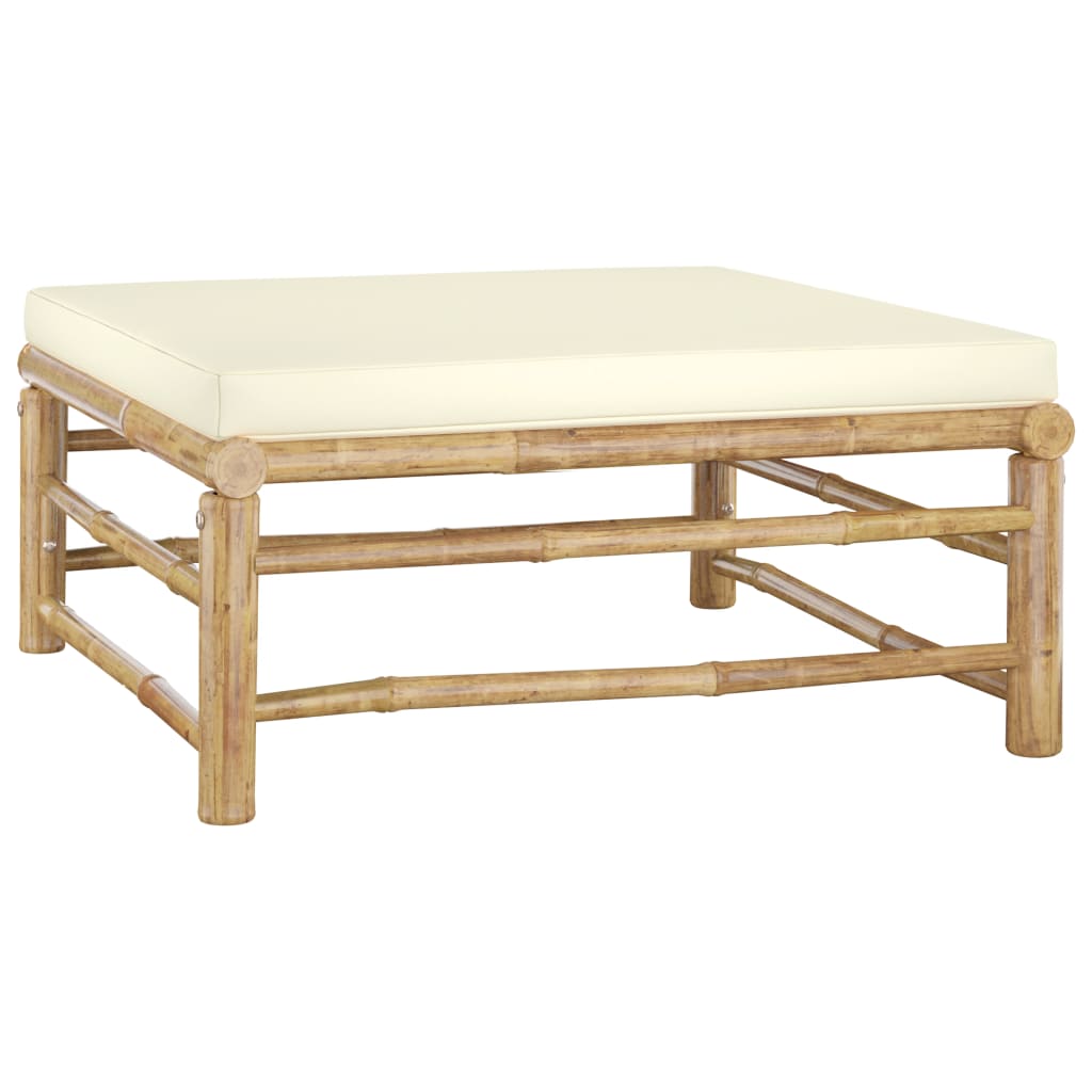 vidaXL 6-Piece Lounge Set with Cream White Cushions Bamboo