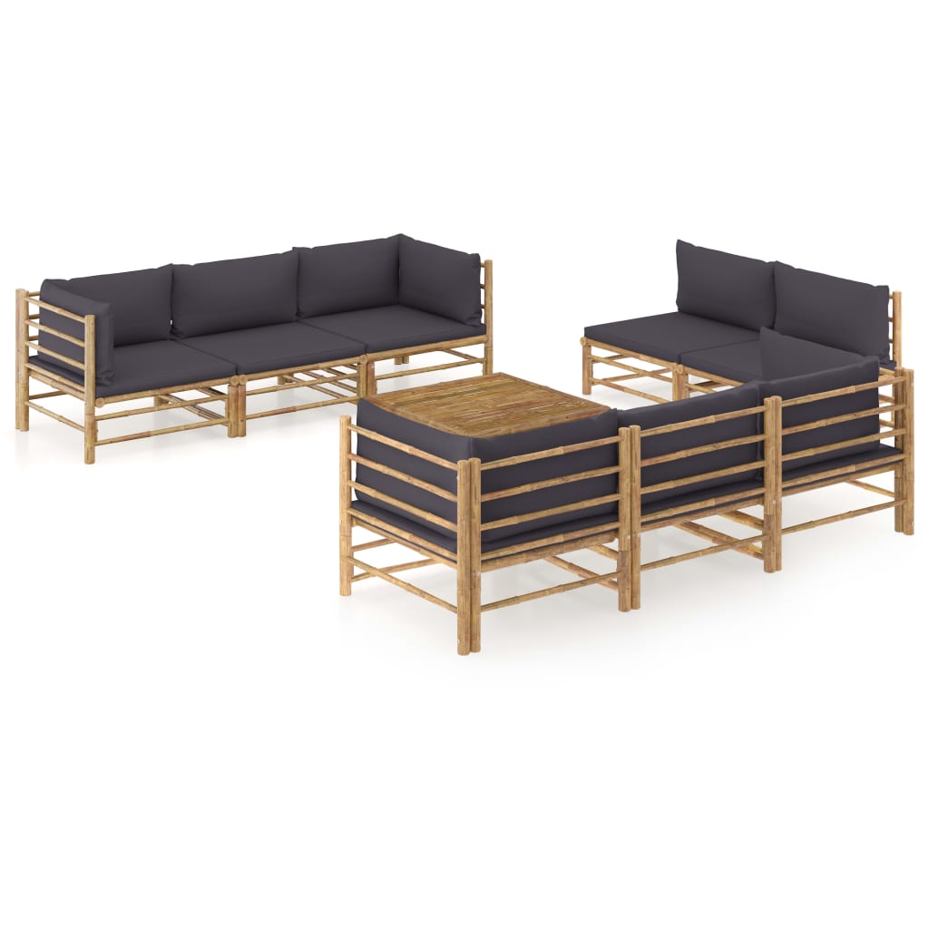 vidaXL 6-Piece Lounge Set with Cream White Cushions Bamboo