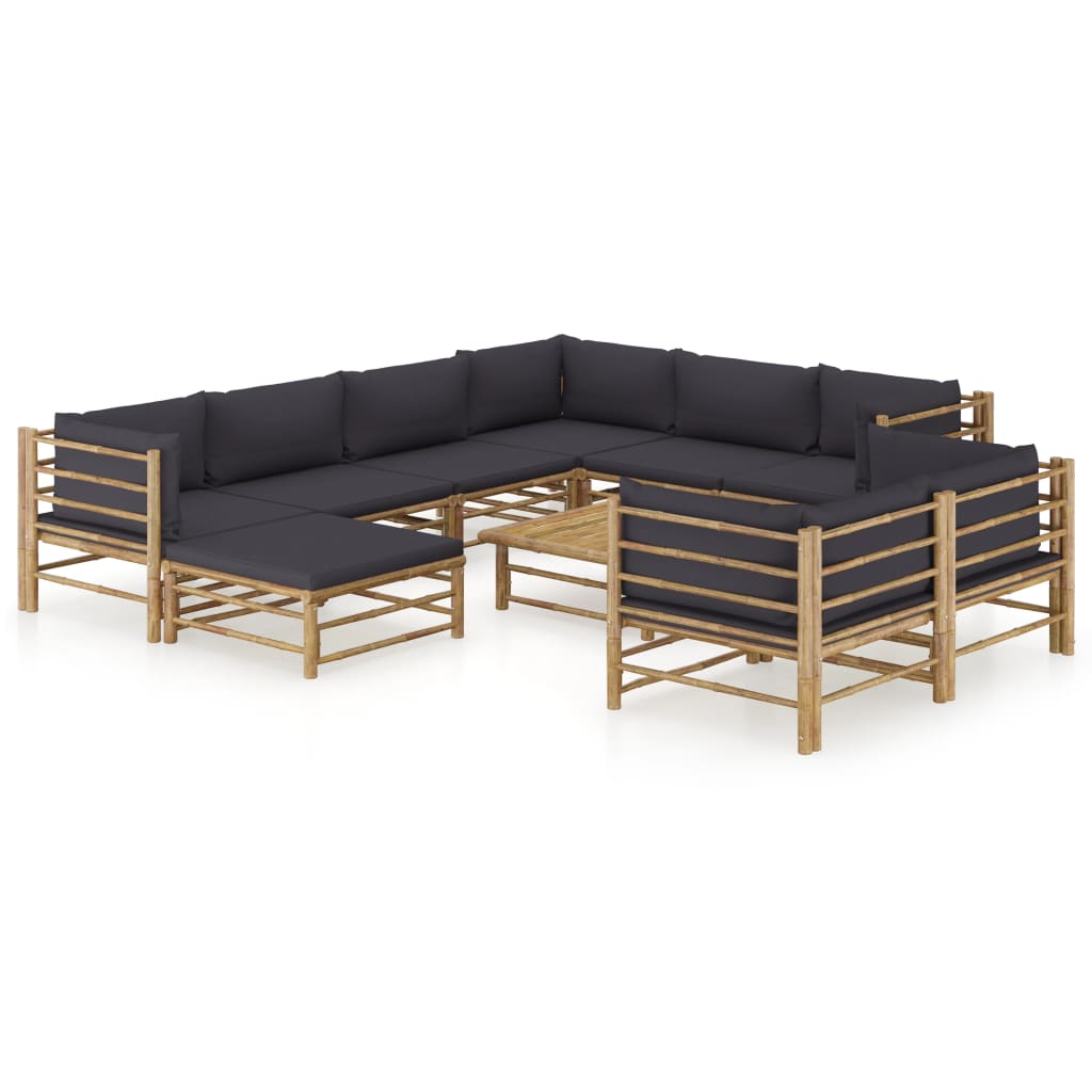 vidaXL 6-Piece Lounge Set with Cream White Cushions Bamboo