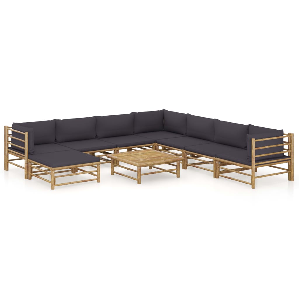vidaXL 6-Piece Lounge Set with Cream White Cushions Bamboo