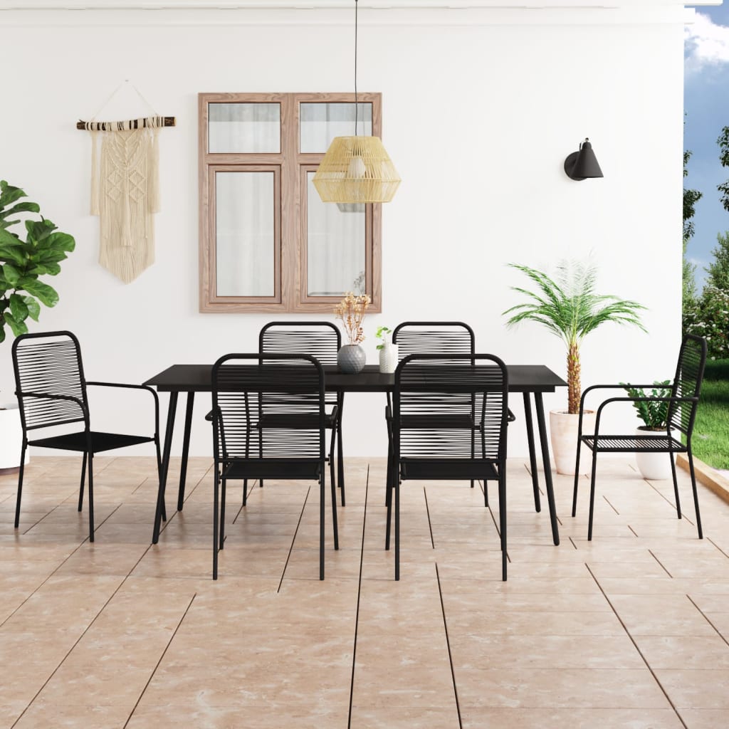 vidaXL 9-delige Tuinset katoenen touw en staal zwart