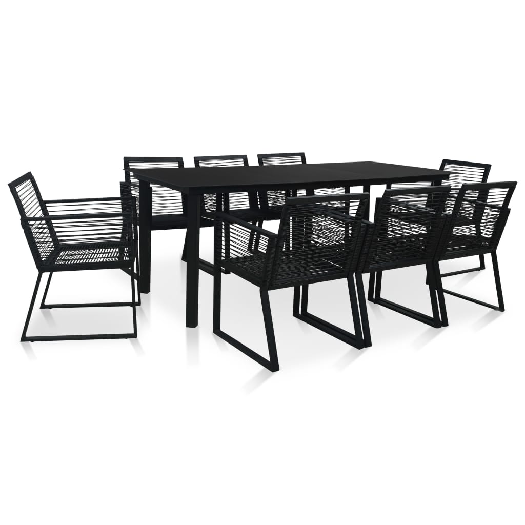 vidaXL 9-delige Tuinset PVC-rattan zwart