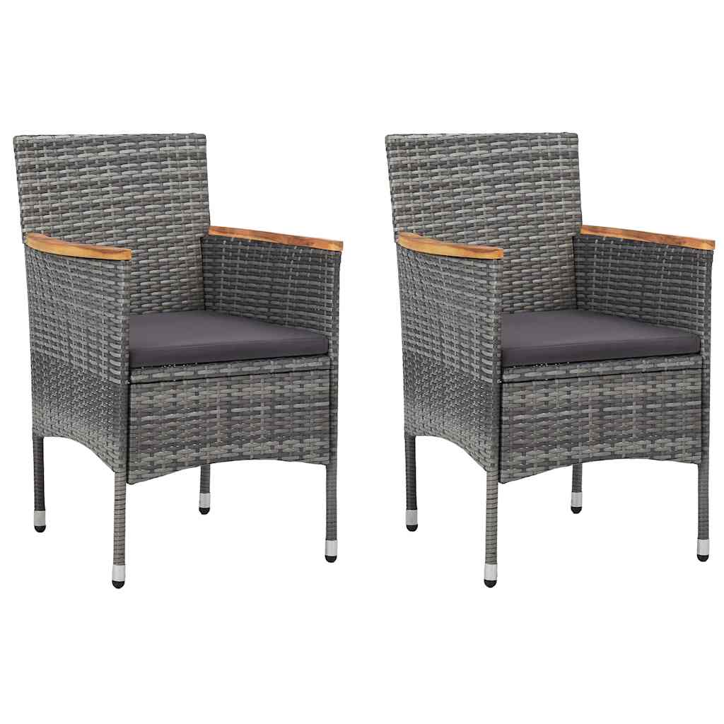 vidaXL 3-delige Tuinset poly rattan en acaciahout zwart