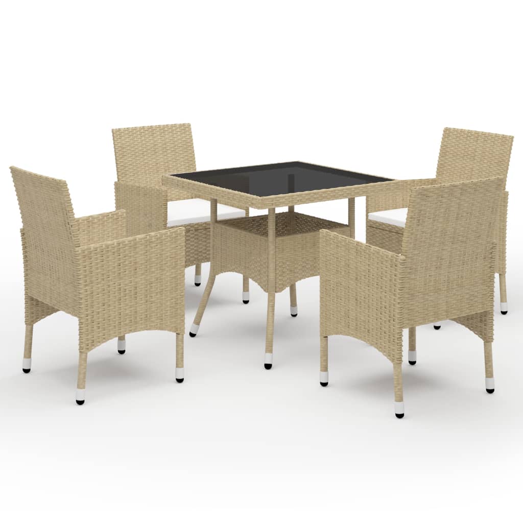 vidaXL 3-Piece Garden Dining Set Poly Rattan and Glass Black