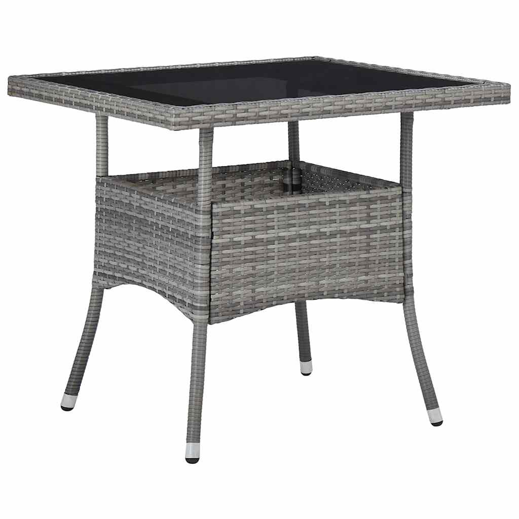 vidaXL 5-delige Tuinset poly rattan en gehard glas zwart