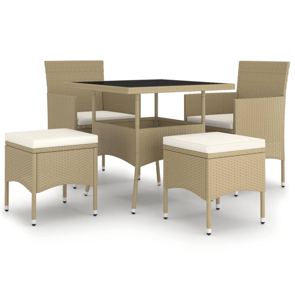vidaXL 5-delige Loungeset poly rattan beige