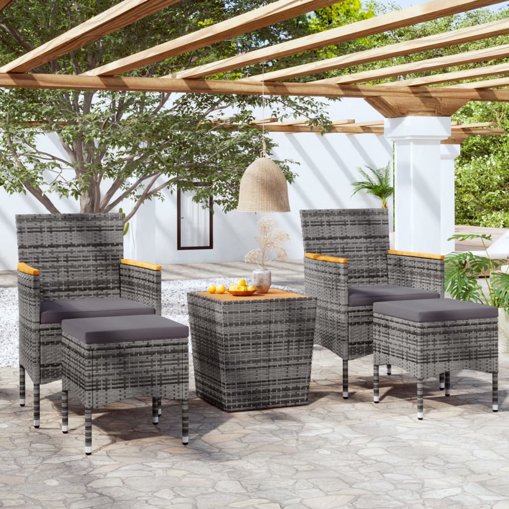 vidaXL 3-Piece Bistro Set Poly Rattan and Acacia Wood Black